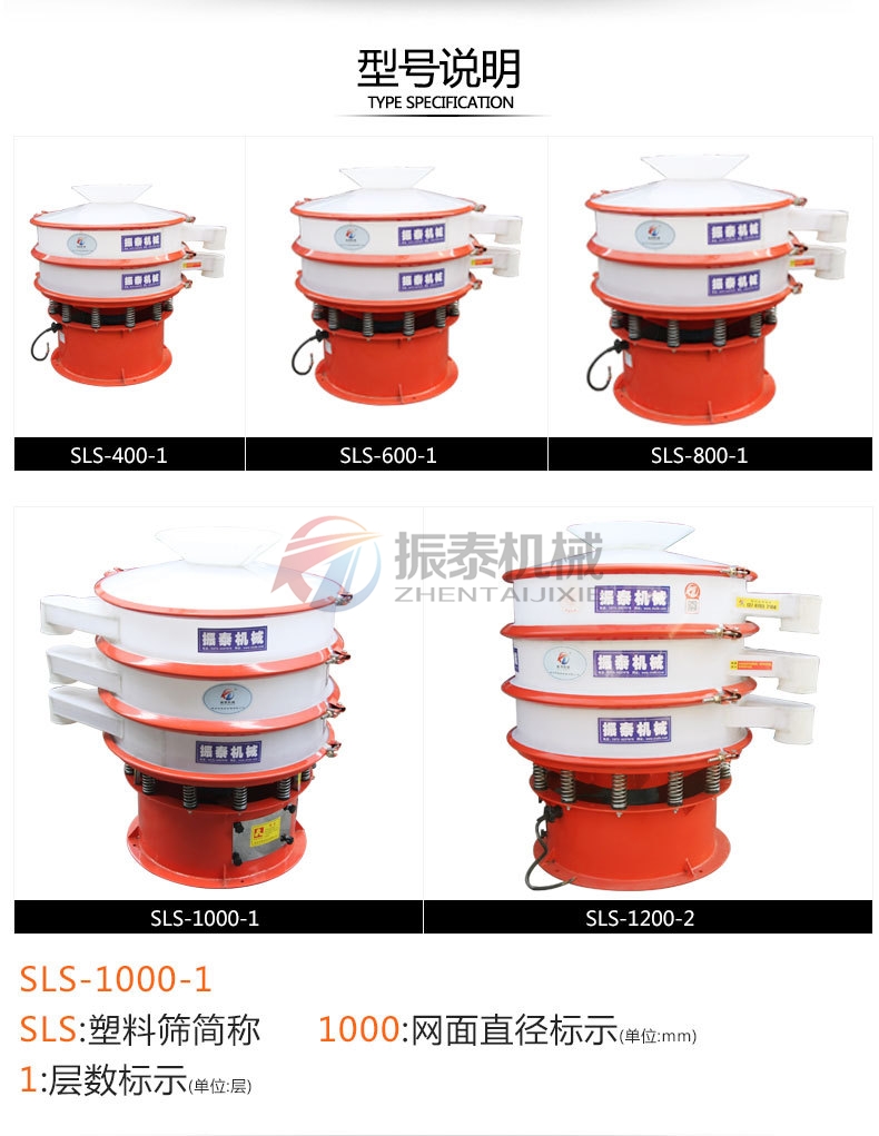 丁二酸酐粉PP塑料振動(dòng)篩型號(hào)說(shuō)明